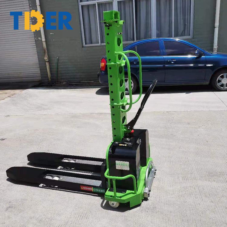 TDER hot sale smart forklift self loading stacker lifting stacker 500kg 1000kg semi full electric self loading stacker