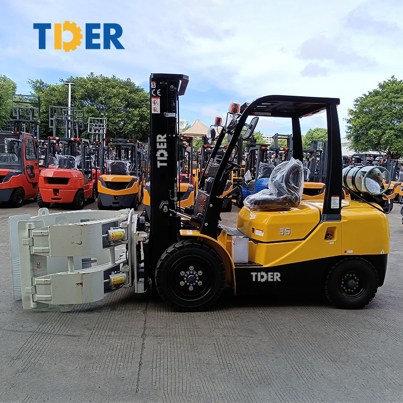 TDER forklift parts  lpg cylinder gasoline 3500kg 3.5ton lpg gas forklift with paper roll clamp