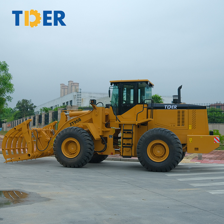 TDER 15 ton 20 ton 23 ton Front Loader Wheel loader with wood Grapple Log Grabber sugar cane grabber