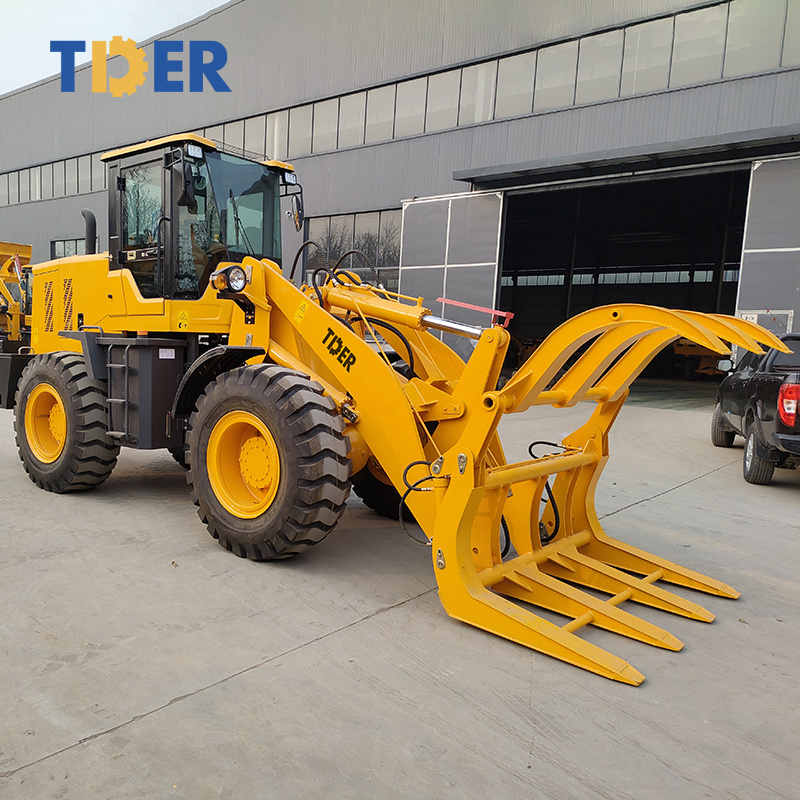 TDER chinese 2500kg wheel loader backhoe spare part 2.5ton mini wheel crawler loader grapple forks