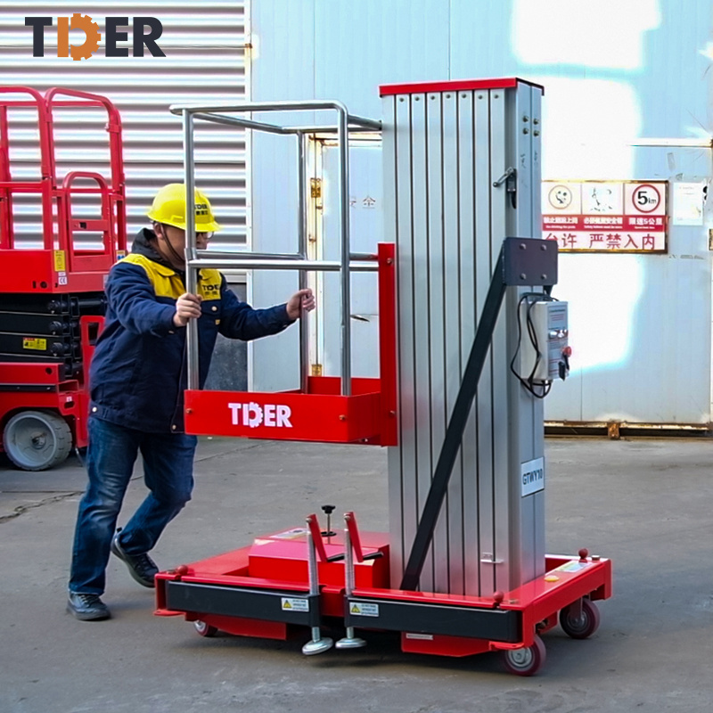 TDER mini truck scissor lift Dual Mast Aluminum Electric Scaffolding Lifter Mini Lifter Hydraulic Man Lifter