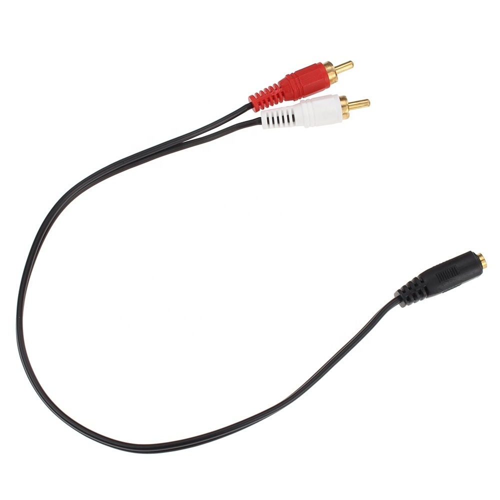 Universal 3.5mm Jack Stereo Female to 2 RCA Male Plug Adapter Headphone Y Splitter Audio Cable Cord For Speaker Music Wire