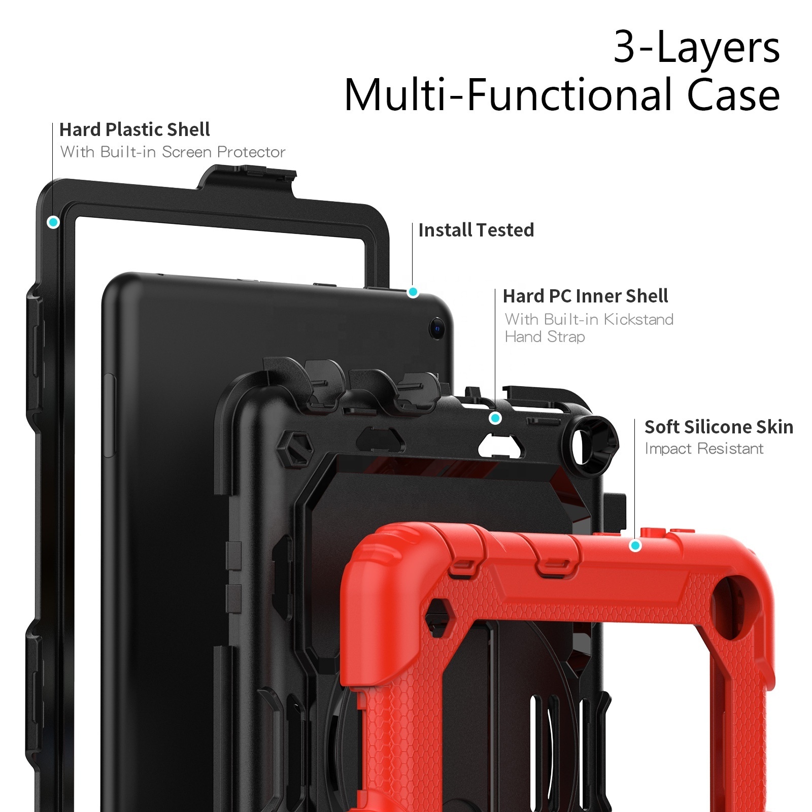 Kids Shockproof Silicone Cover 360 Rotation Case For Kindle Fire HD 8 Plus 8inch 2020 Protective Shell