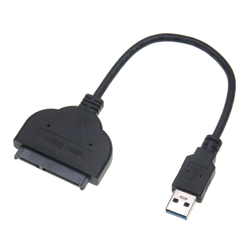 Black USB 3.0 to Sata 22pin Data Power Cable Adapter for 2.5