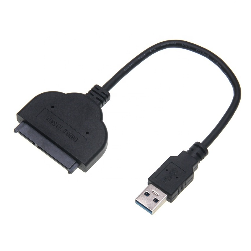 Black USB 3.0 to Sata 22pin Data Power Cable Adapter for 2.5