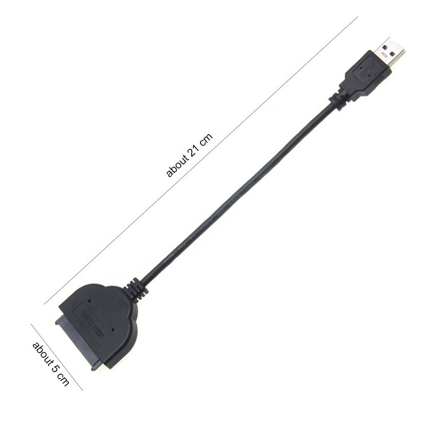 Black USB 3.0 to Sata 22pin Data Power Cable Adapter for 2.5