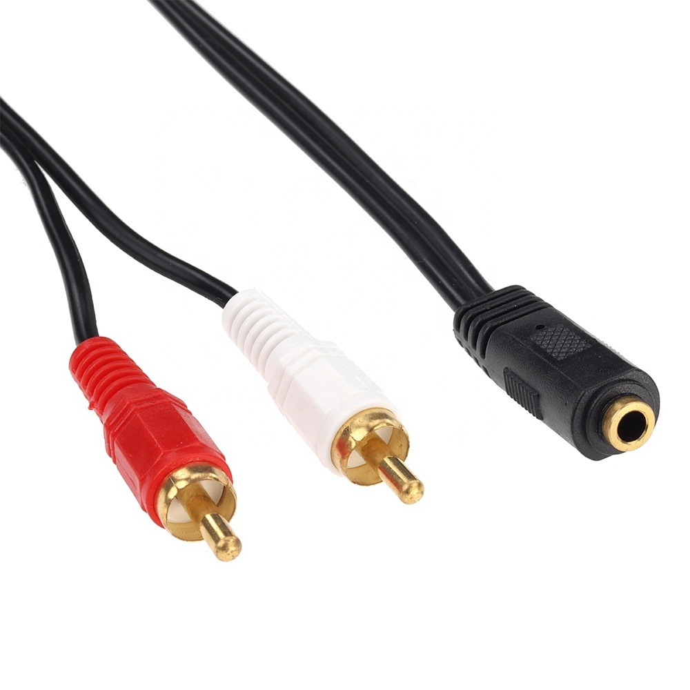 Universal 3.5mm Jack Stereo Female to 2 RCA Male Plug Adapter Headphone Y Splitter Audio Cable Cord For Speaker Music Wire