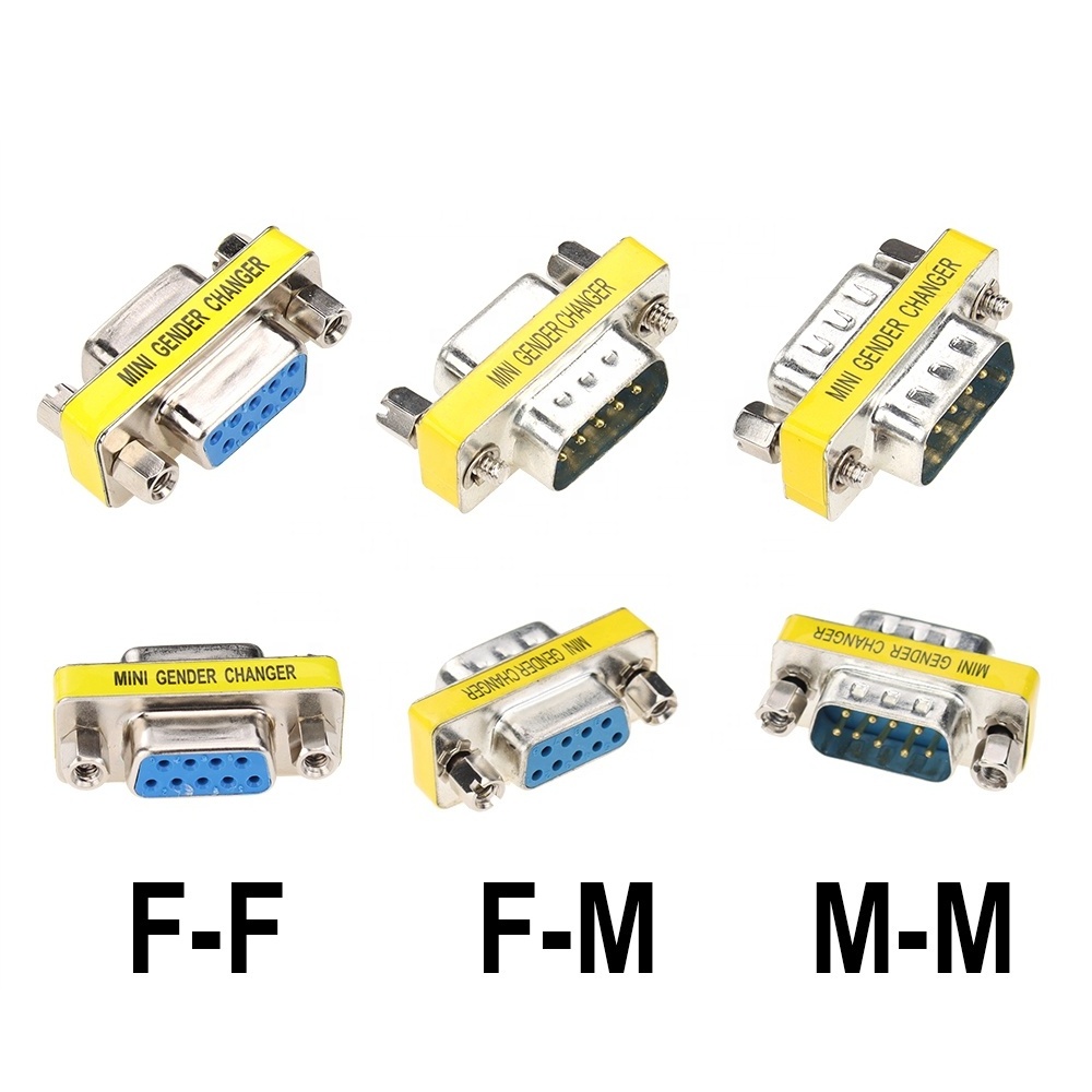 9Pin DB9 Mini Gender Charger Connector RS232 Serial Adapter Male to Female Male to Male Female to Female Adapter