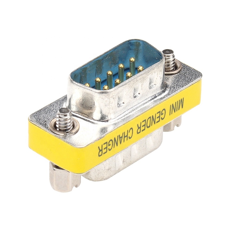 9Pin DB9 Mini Gender Charger Adapter RS232 Com Serial Plug Connector M/M M/F F/F Converter