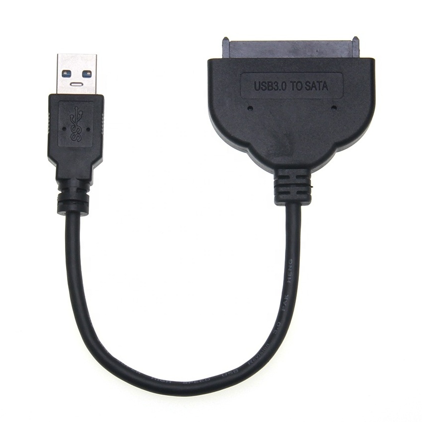 Black USB 3.0 to Sata 22pin Data Power Cable Adapter for 2.5