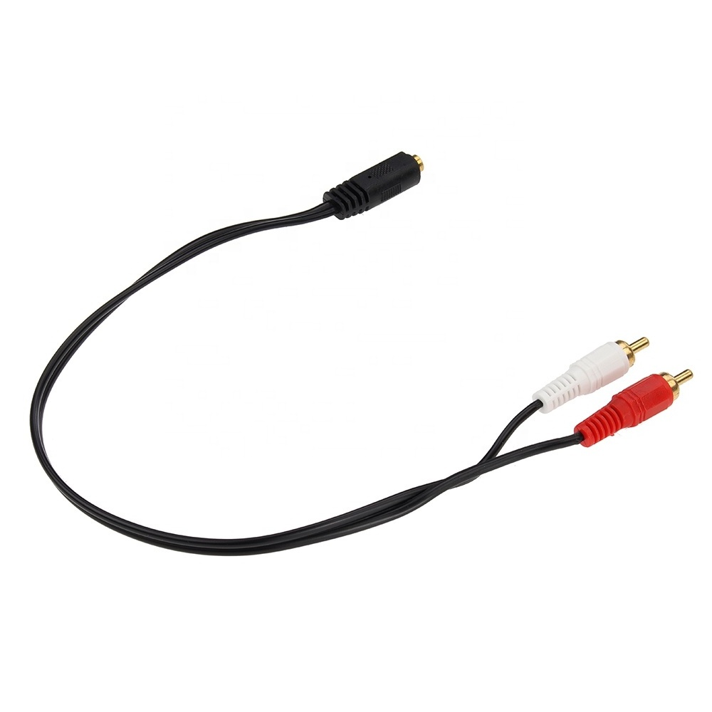 Universal 3.5mm Jack Stereo Female to 2 RCA Male Plug Adapter Headphone Y Splitter Audio Cable Cord For Speaker Music Wire