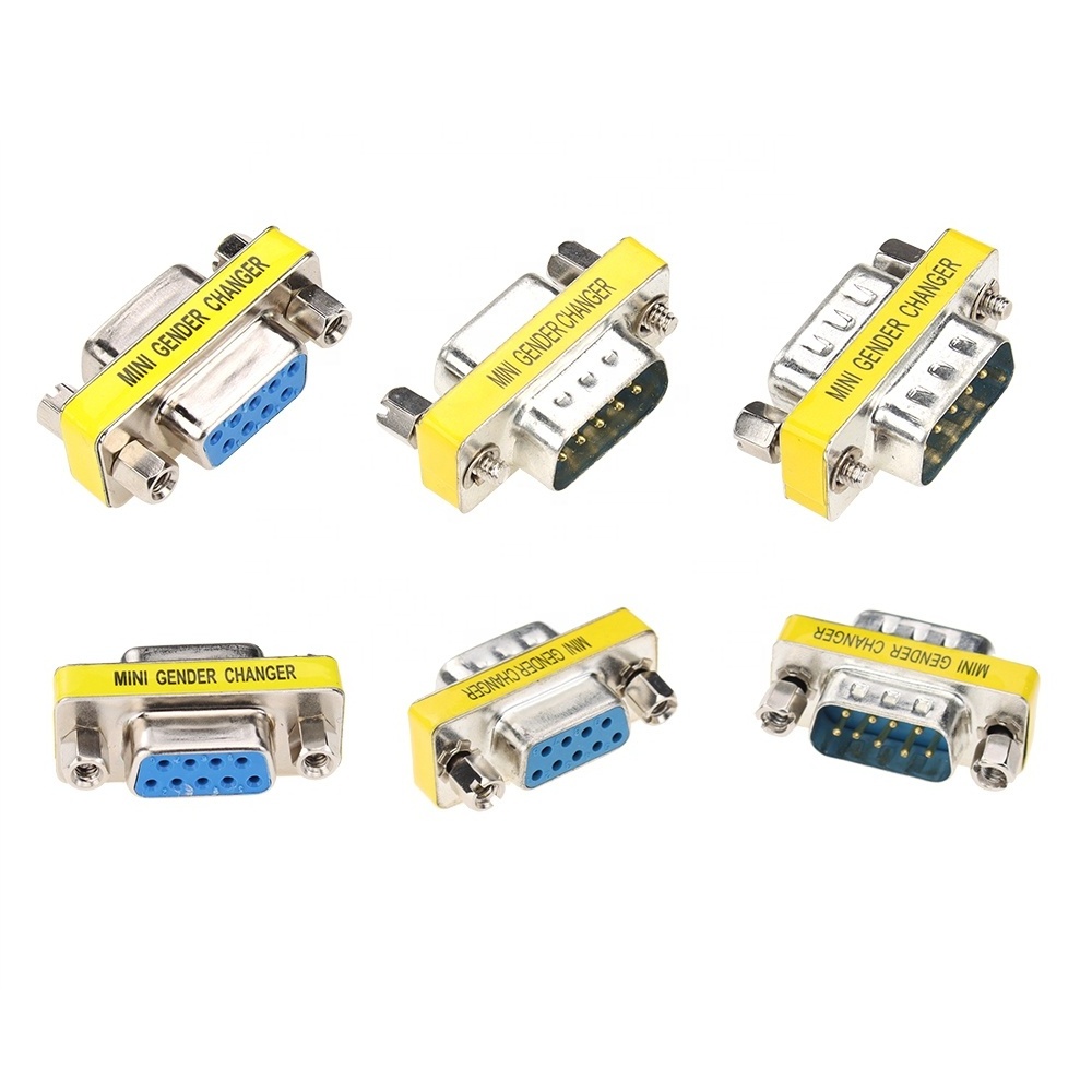 9Pin DB9 Mini Gender Charger Adapter RS232 Com Serial Plug Connector M/M M/F F/F Converter