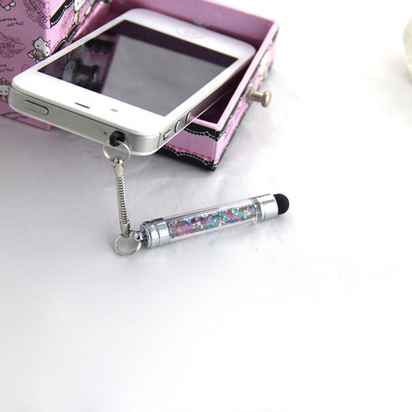 2 in 1 Diamond Crystal Stylus Touch Screen Pen Stylus Phone 3.5mm Anti Dust Plug For iPhone Xiaomi Samsung Tablet