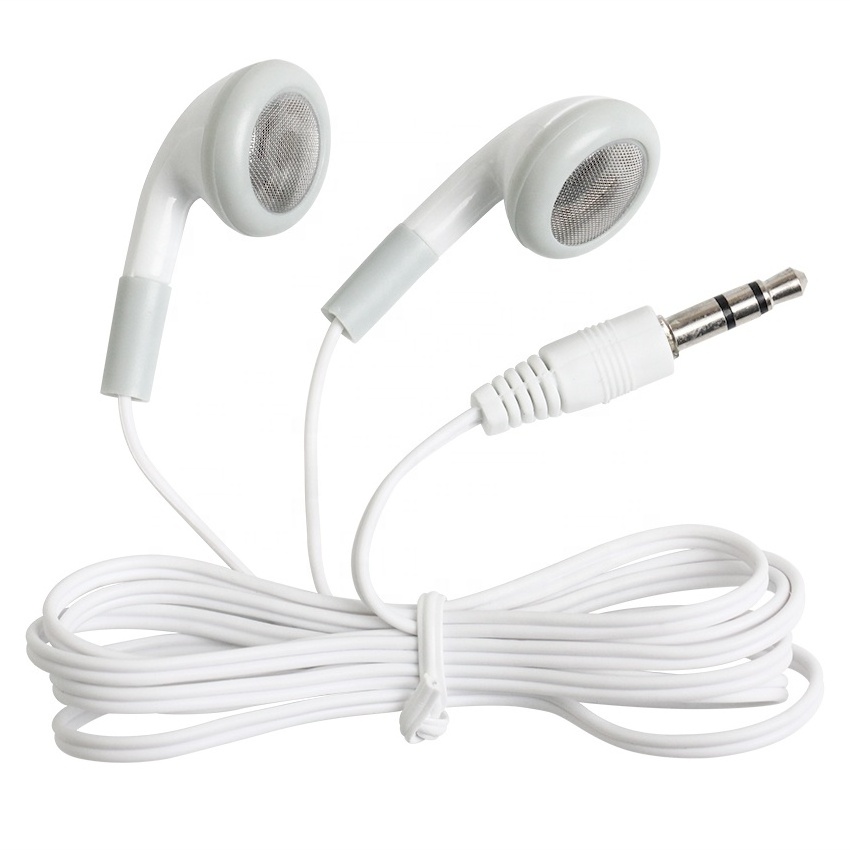 White Disposable Earbuds 3.5mm Wired In Ear Music Earphones Headphones For Museum Concert Library School Classroom Company Gift