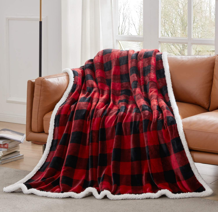 Custom Luxury Winter Soft Warm Flannel Fleece Cozy Large Plaid Blanket