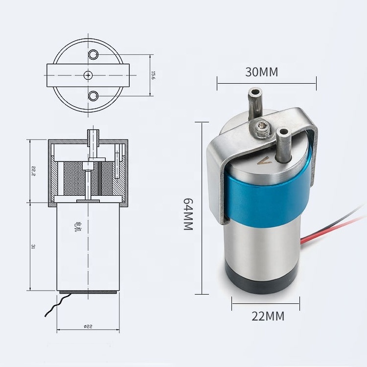 Fluidsmart high quality A6-05CL 6 volt dc brushed oil free sampling vacuum pump oilless rotary dc motor pumps