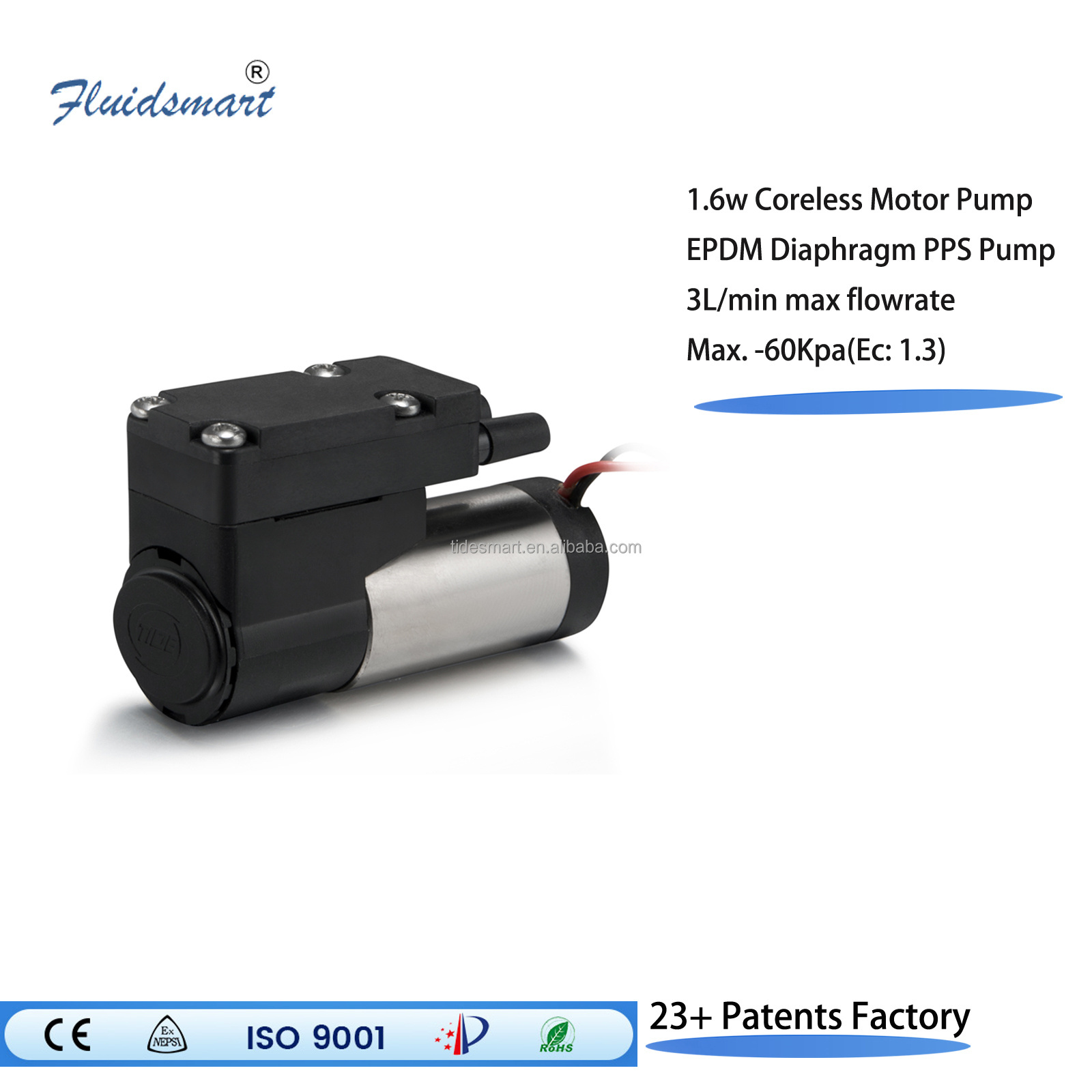 3000ml/Min Flow Silent Electric Diaphragm Pump Custom Low Power Small DC Air Pump Sampling Mini Pump