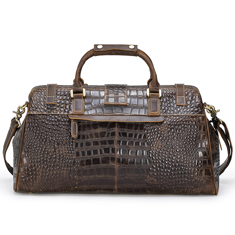 Luxury Genuine Leather Mens Crocodile Embossed Weekend Travel Bag Leather Luggage bag