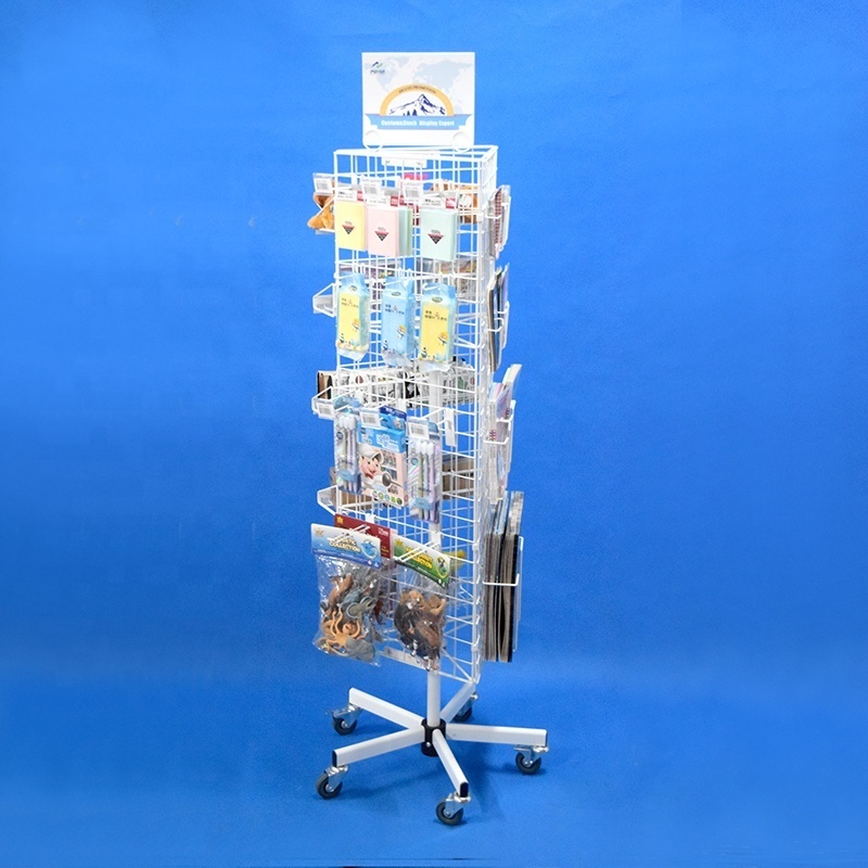 retail store stockings fixture steel wire grid wall floor stand universal socks  metal revolving display rack