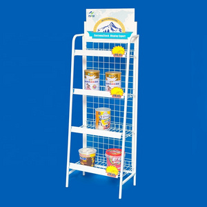 food exposition fixture multi tiers rack retail store floor stand metal display shelf