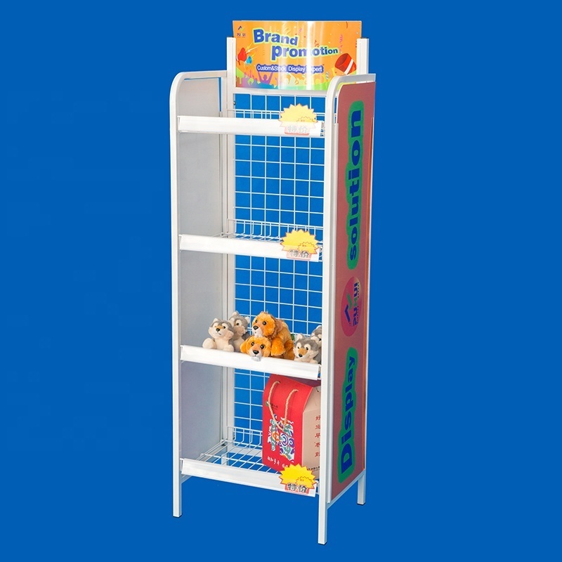 food exposition fixture multi tiers rack retail store floor stand metal display shelf