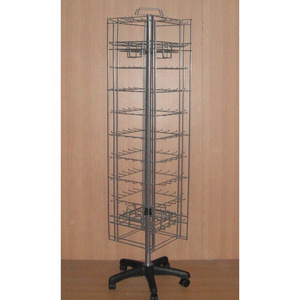 gift souvenir shop fixture  novelty stationery products hanging metal peg hook rack floor swivel display stand