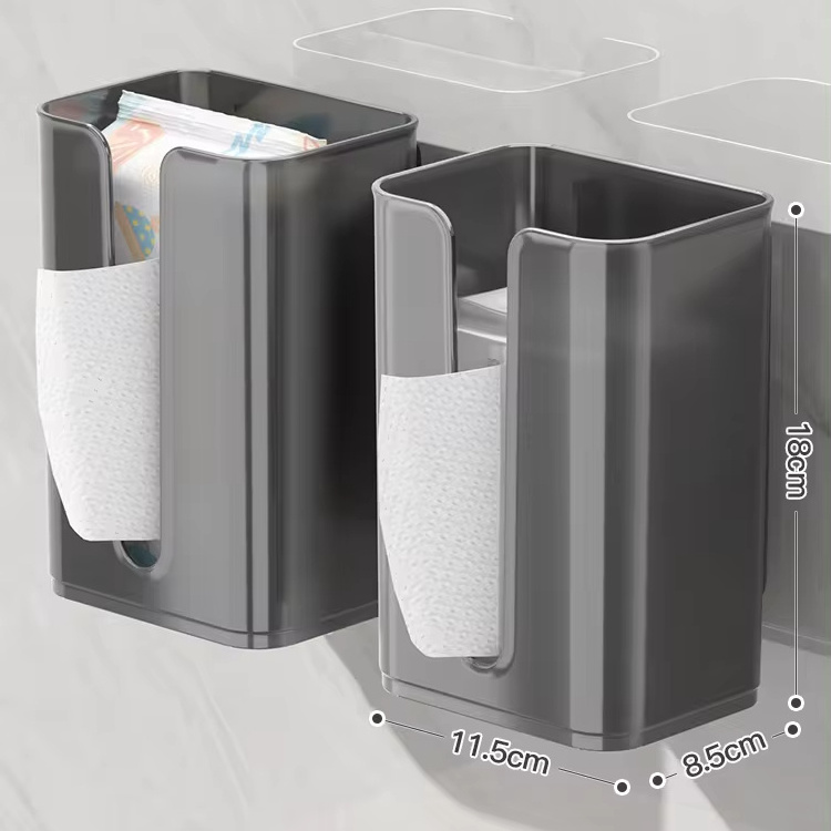 Vacuum Suction Wall-Mounted Bathroom Tissue Cover Holder Plastic Tissue Box For Restaurant