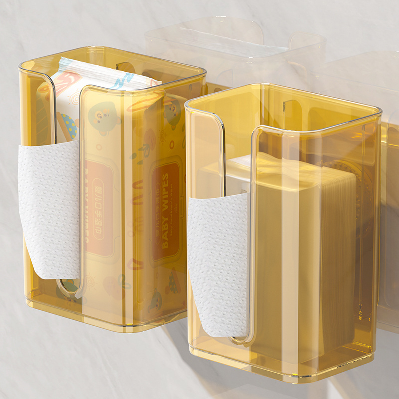 Vacuum Suction Wall-Mounted Bathroom Tissue Cover Holder Plastic Tissue Box For Restaurant