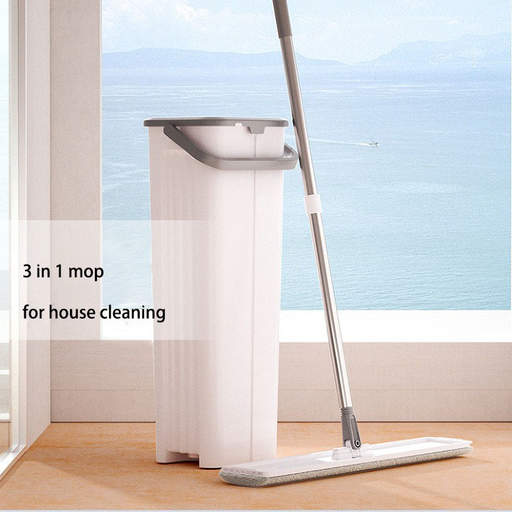 60cm self cleaning microfiber floor 360 rotating mop cleaning set flat mop and bucket set with wringer