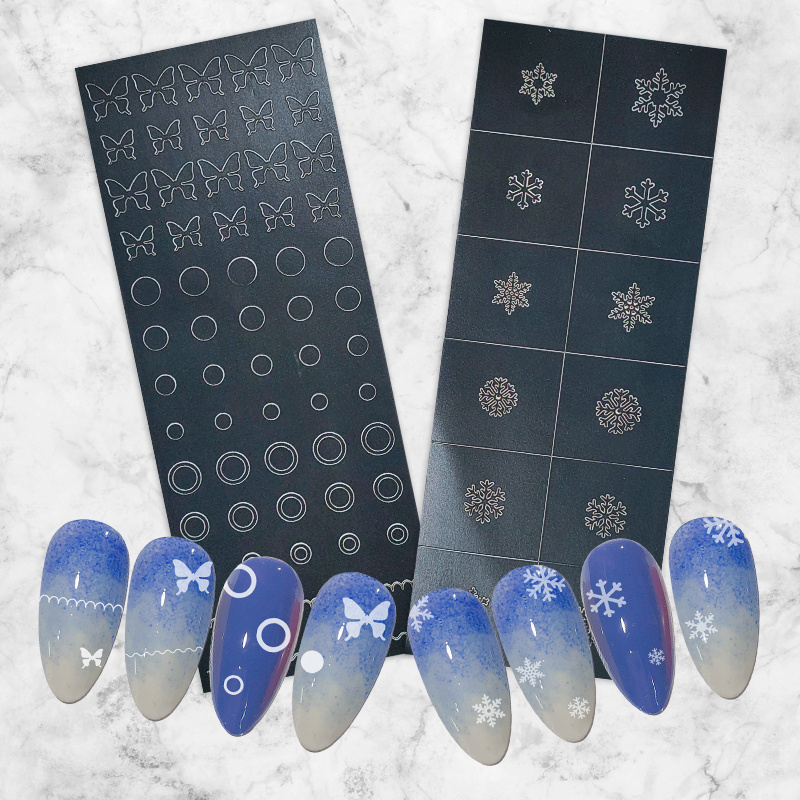 Yimei Wholesale Nail French Auxiliary Draw Hollow Love Sticker Snow Flower Butterfly Hollow Stencil Nail Art Stickers