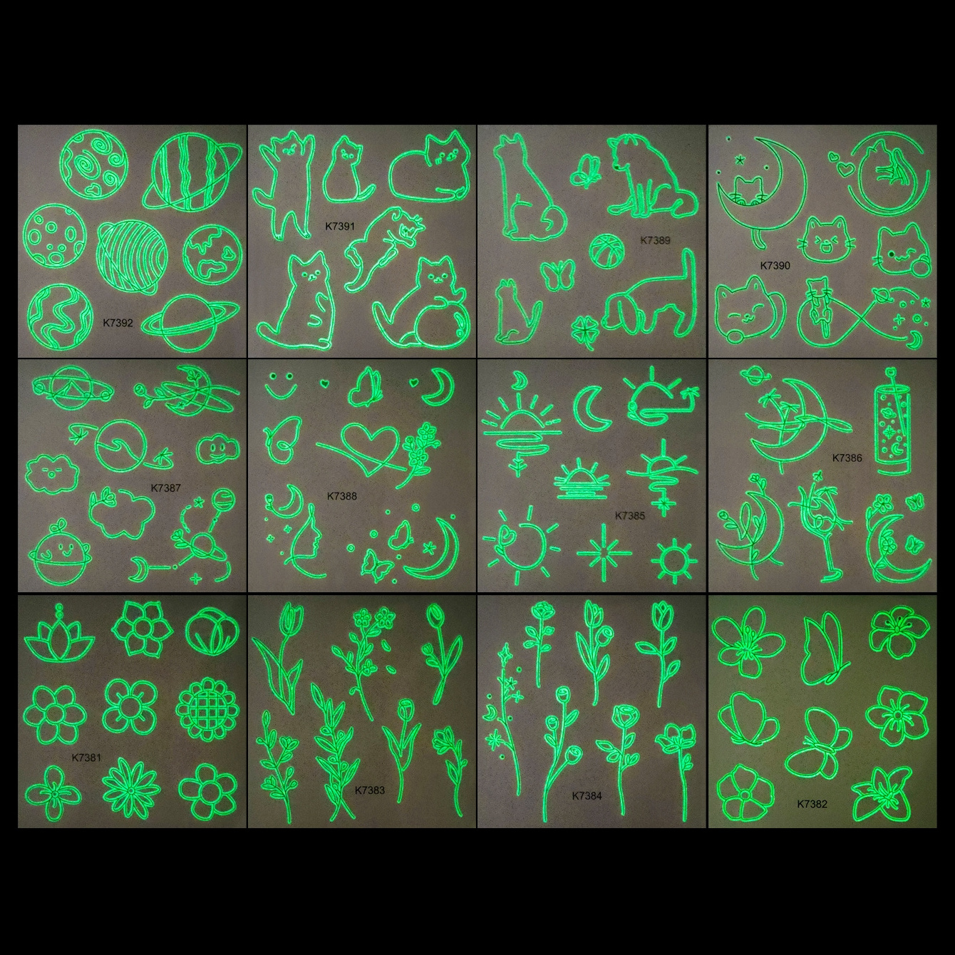 Glow In The Dark Tattoo Sticker Wholesale Cute Animal Fashion Tattoo Sketch Flower Butterfly Tattoo Stickers