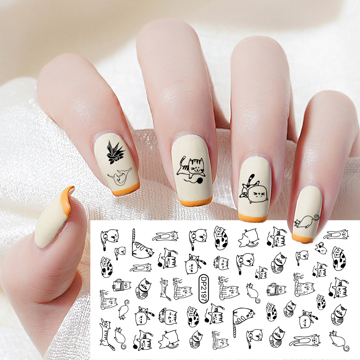 High Quality Nail Art Sticker Animal Musical Note Cartoon Nail Fairy Lovely Cat Decorations Stickers Nails & Decals