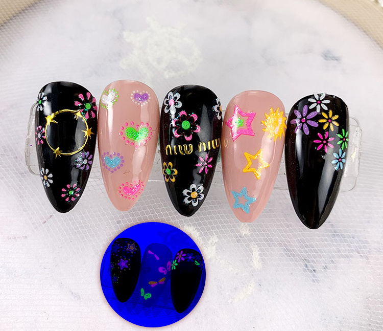 New Designs Nail Art Stickers & Nail Decals 3D Gold press on nails stickers Wholesale