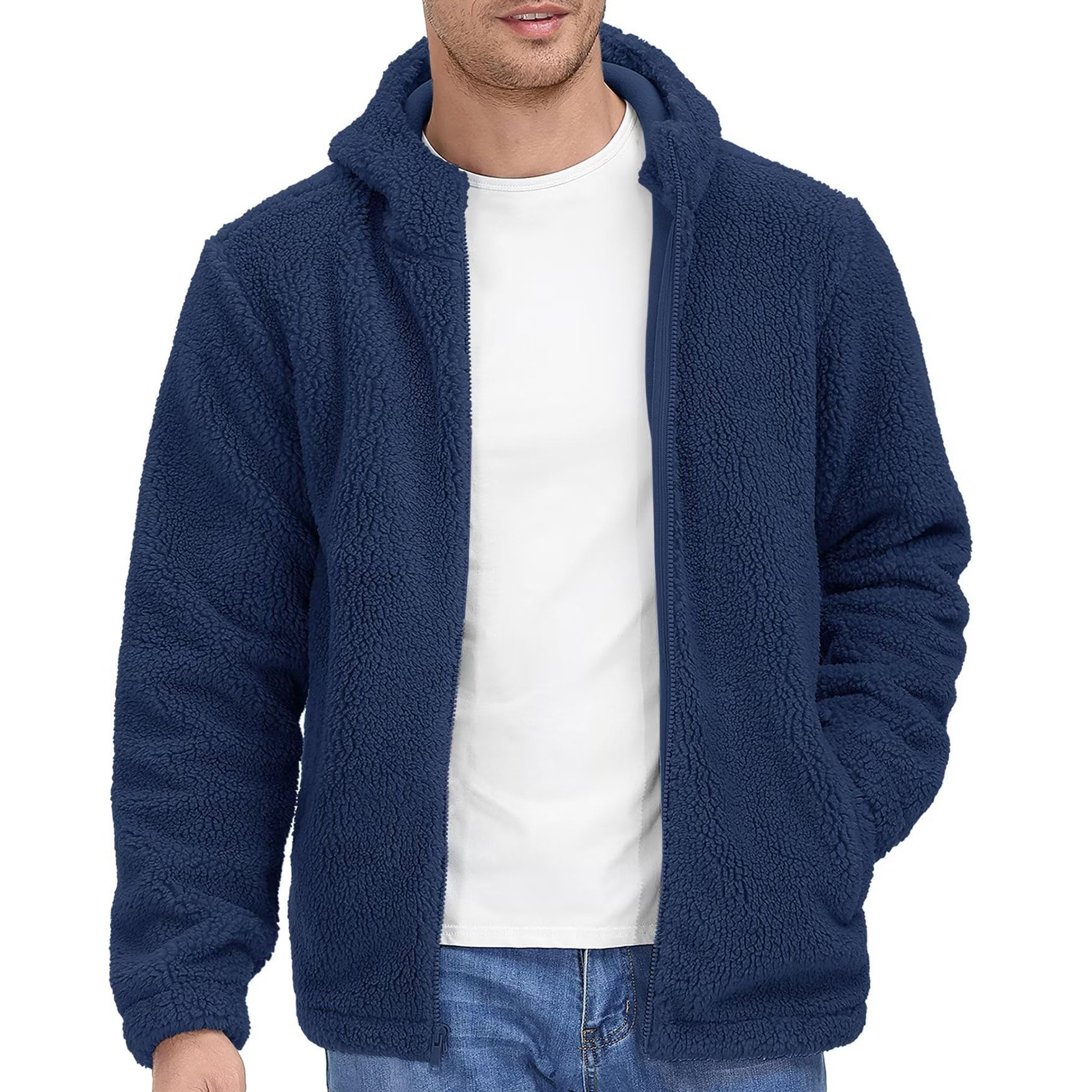 New Arrivals men Winter Soft Sherpa Zip Polar Fleece Loose Casual Street Wear Jacket Sherpa Fleece Jacket & custom logo for sale