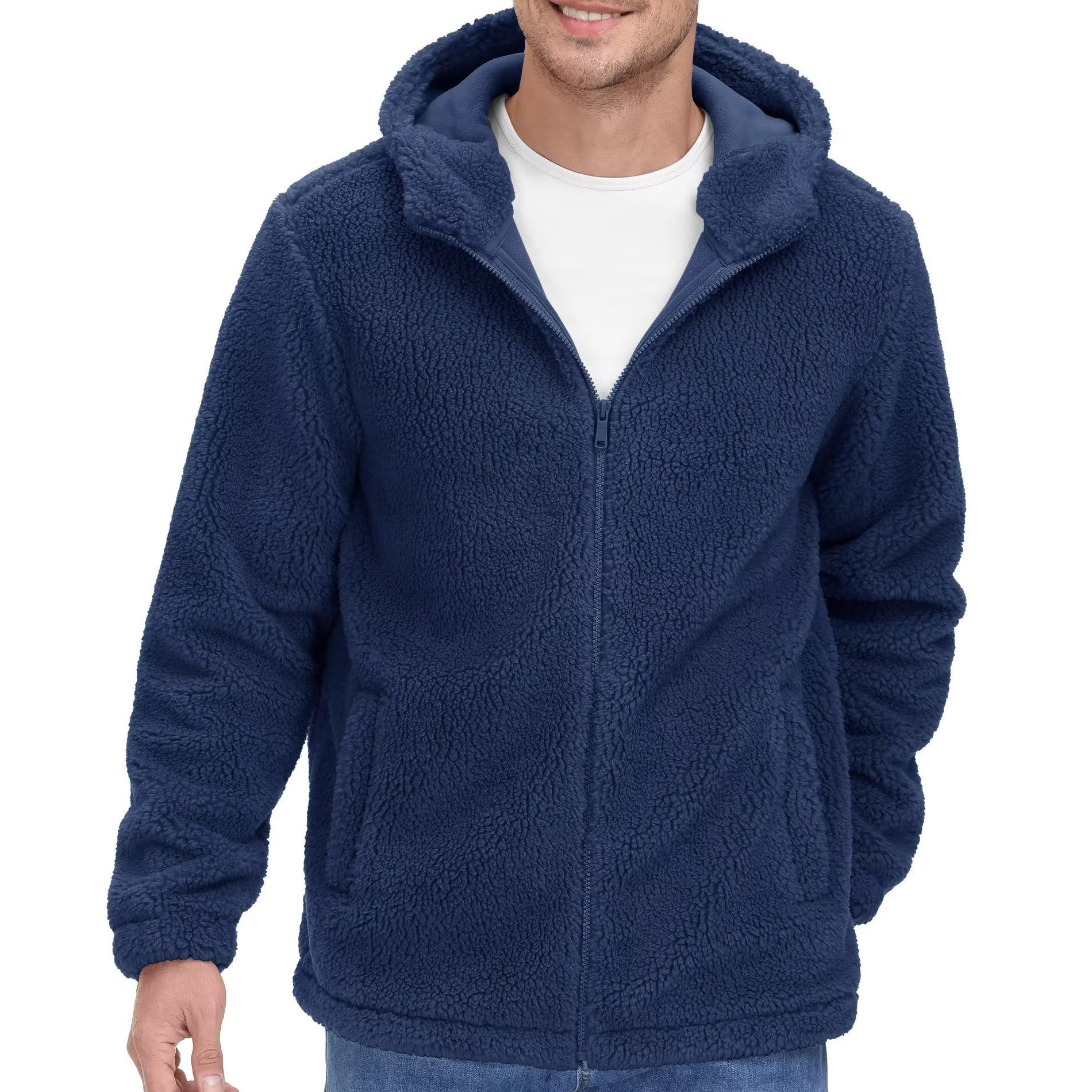 New Arrivals men Winter Soft Sherpa Zip Polar Fleece Loose Casual Street Wear Jacket Sherpa Fleece Jacket & custom logo for sale