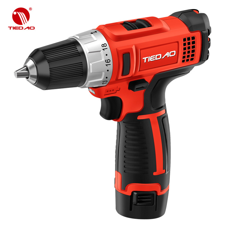 TIEDAO professional factory price 12V cordless  drill power tools lithium battery cordless power drill torque electric drill