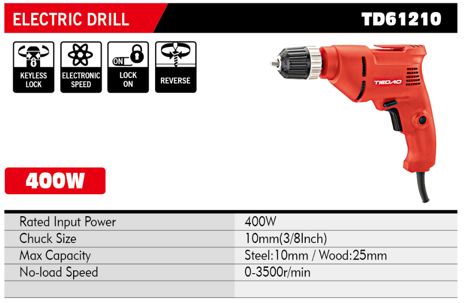 Wholesale power tools 220V electric hand drill 10mm mini hand drill portable  machine tiedao brand machine