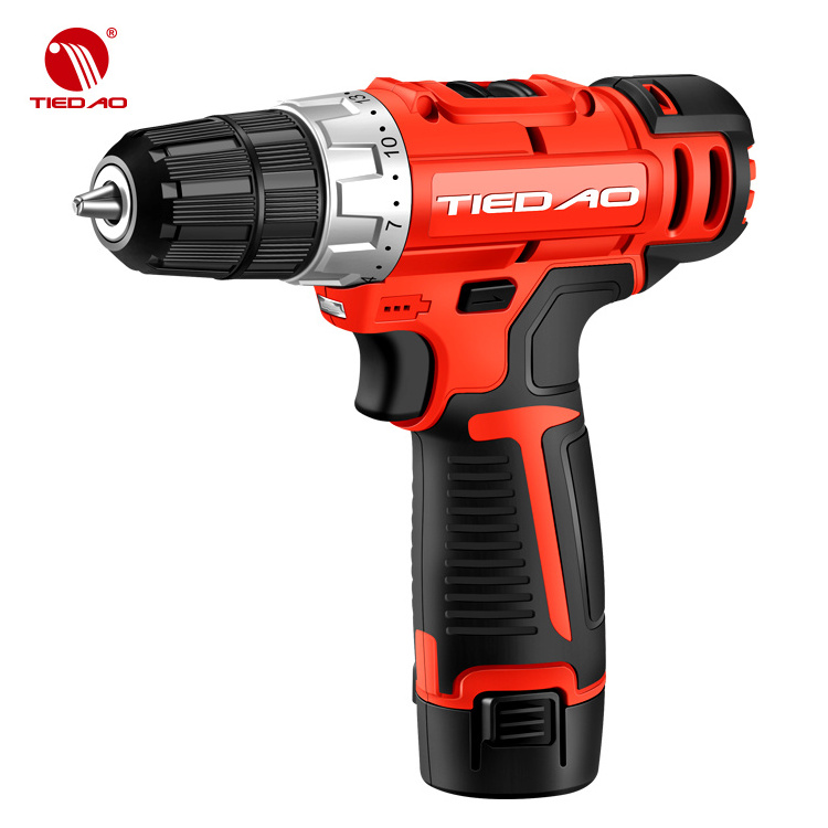 TIEDAO 1205 Professional portable factory price Wholesale electric power drill  cordless drill with power 12V battery