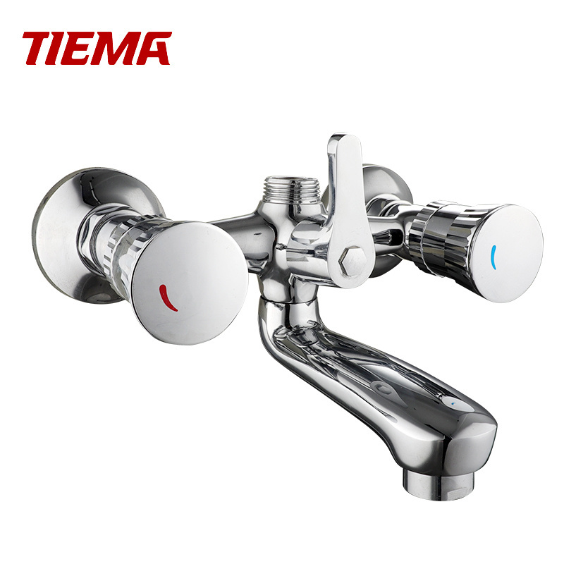 Full Turn Brass Cartridge Dual Cross Handle Water bath shower faucets Wall Mounted Bathtub Faucet