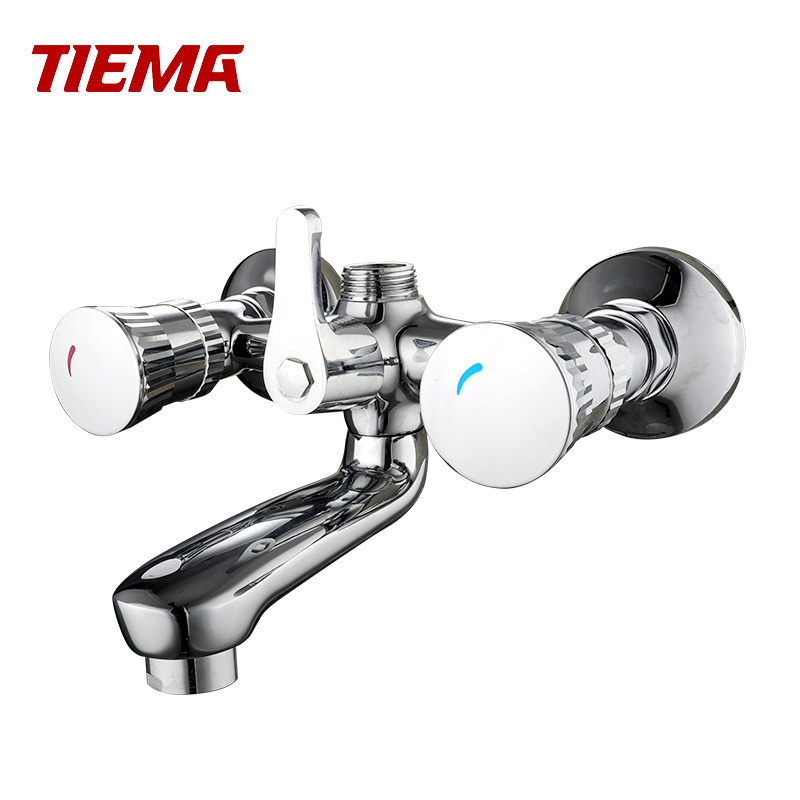 Full Turn Brass Cartridge Dual Cross Handle Water bath shower faucets Wall Mounted Bathtub Faucet