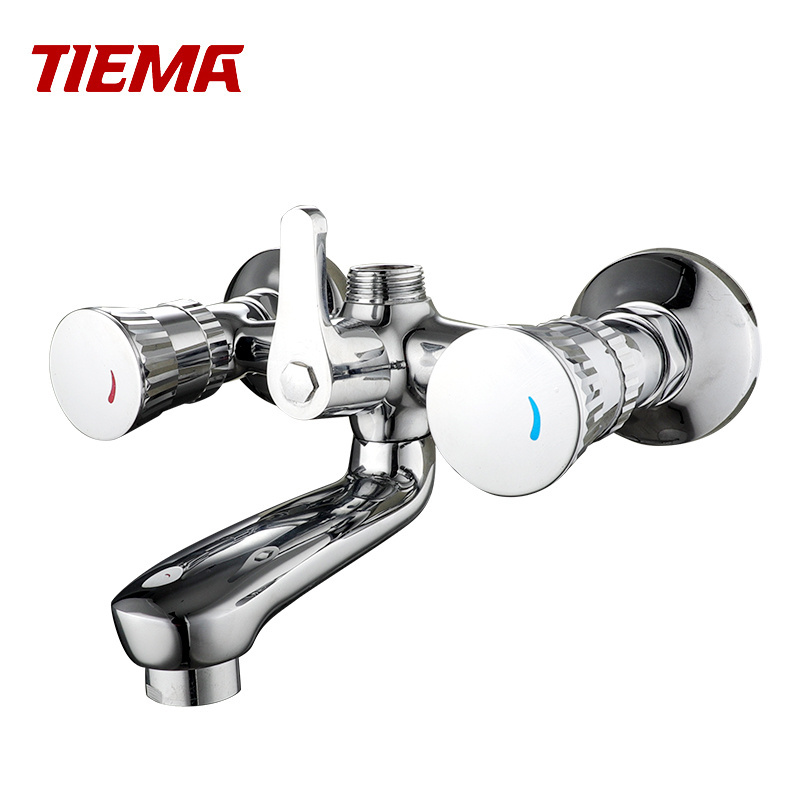 Full Turn Brass Cartridge Dual Cross Handle Water bath shower faucets Wall Mounted Bathtub Faucet