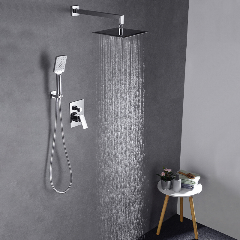 TIEMA Brass Mixer Set Bathroom Chrome Mixing Diverter Valve Concealed Shower Faucet