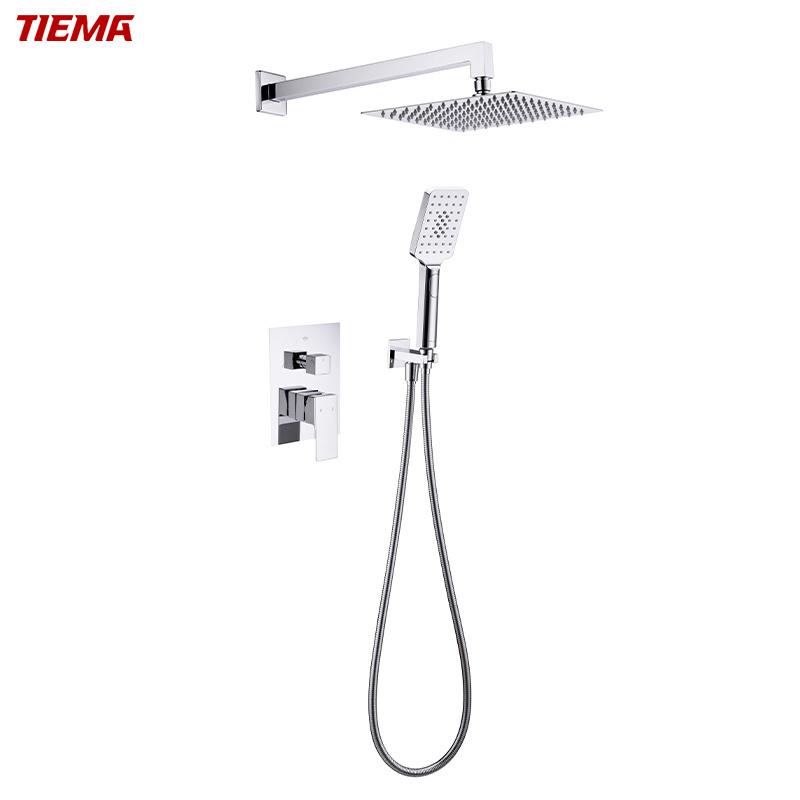 TIEMA Brass Mixer Set Bathroom Chrome Mixing Diverter Valve Concealed Shower Faucet