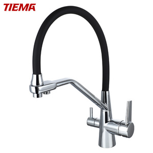 Deck-Mounted Hot And Cold Water Mixer Contemporary Spring Pull Down Spray Brass filter Kitchen Sink Taps faucet