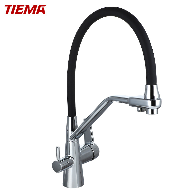 Deck-Mounted Hot And Cold Water Mixer Contemporary Spring Pull Down Spray Brass filter Kitchen Sink Taps faucet