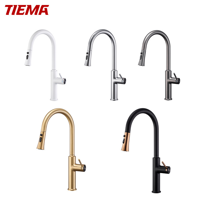 Sanitary Ware 3 Way Water Filter Faucet Spray Zinc Pull Down Kitchen Mixer Taps Pull Out Kitchen Sink Faucets