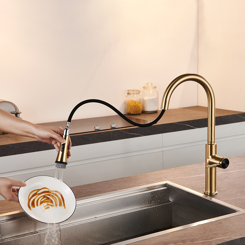 Sanitary Ware 3 Way Water Filter Faucet Spray Zinc Pull Down Kitchen Mixer Taps Pull Out Kitchen Sink Faucets