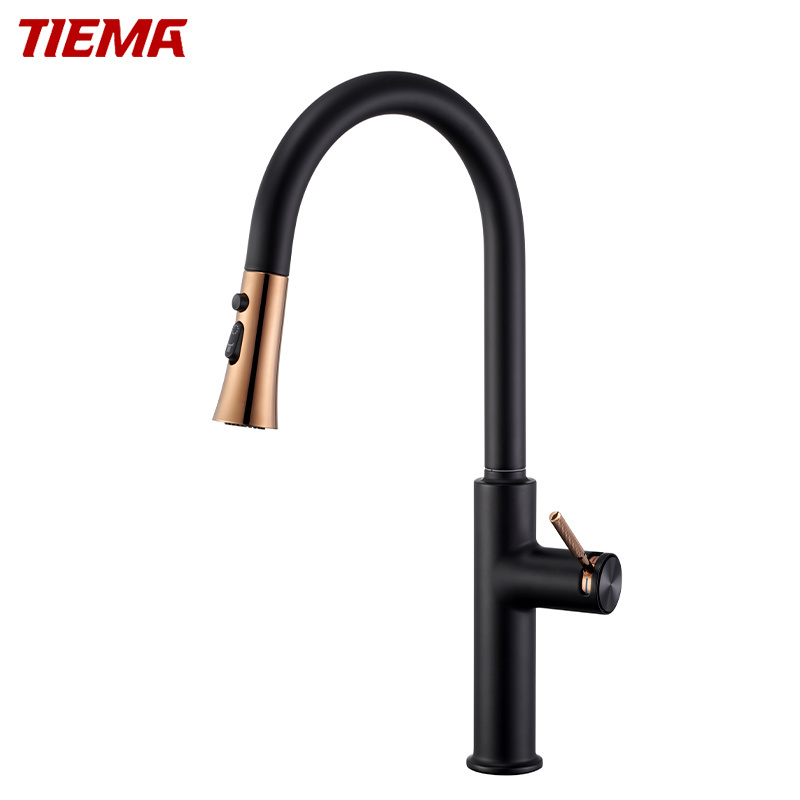 Single Handle Modern Kitchen Taps Pull Down Black Zinc Water Faucet Pull Out Sprayer Kitchen Mixer Tap Sink Faucets