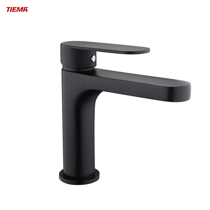 TIEMA Black Single Handle Brass Body Cold and Hot Mixer Basin Faucet