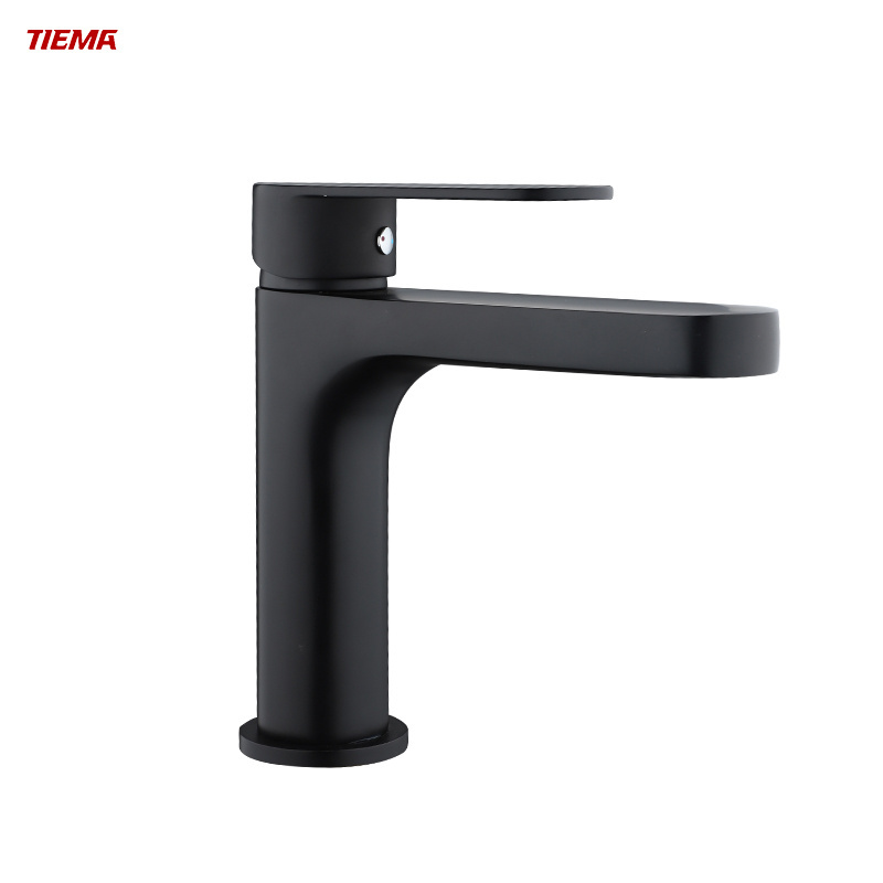 TIEMA Black Single Handle Brass Body Cold and Hot Mixer Basin Faucet